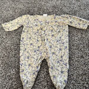 Little Me Purple and Cream Floral Footie